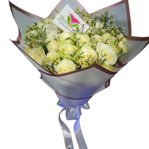 White Roses Bouquet arranged in a clear vase, symbolizing purity and grace for weddings or sympathy gestures