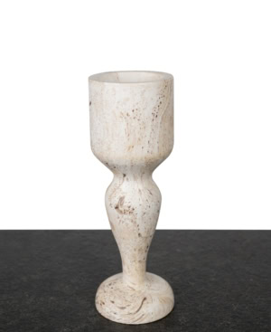 Medium-sized white marble finish ceramic candle holder from Mulberry Home India