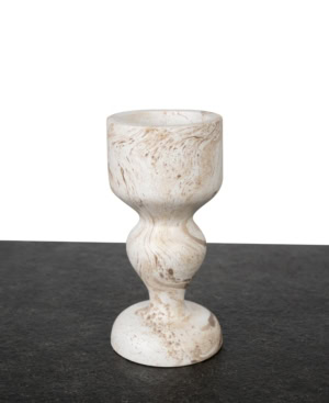 Small-sized white marble finish ceramic candle holder from Mulberry Home India