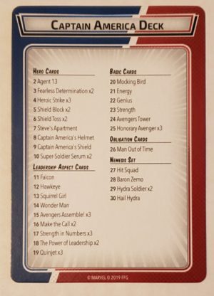 Captain America Preconstructed Deck Reference