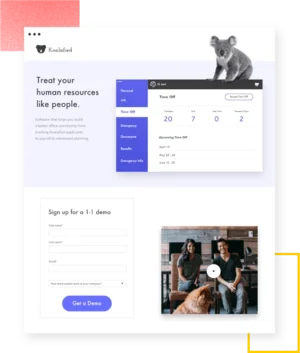 Example of a landing page. Diagram of a landing page