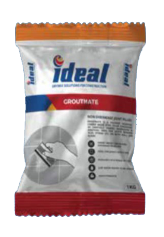 Ideal Groutmate tile grout powder packaging for durable tile joint filling and finishing