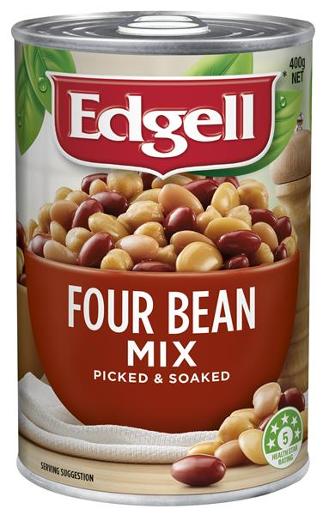 EDGELL FOUR BEAN MIX 400GM Pack Size: 10