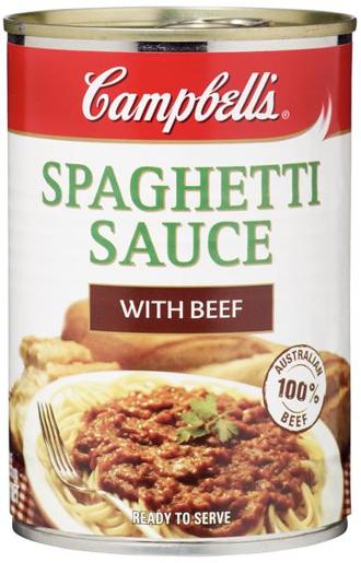 CAMPBELLS SPAGHETTI SAUCE BEEF BOLOGNESE ORGINAL 97% FAT FREE 410G Pack Size: 12