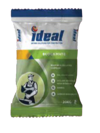 Ideal Blockmate block jointing mortar packaging for strong masonry construction