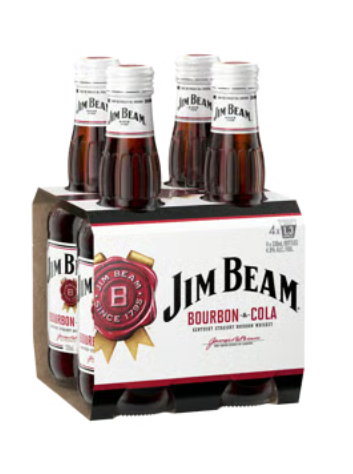 JIM BEAM&COLA BOTTLES 4.8% 24PK 375ML