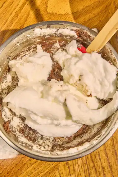 Fold Egg Whites into Chocolate Batter