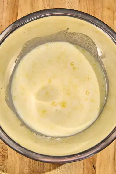 milk and pudding mix in bowl