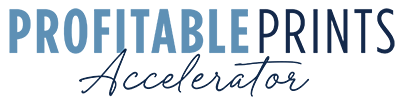 A logo for Profitable Prints Accelerator