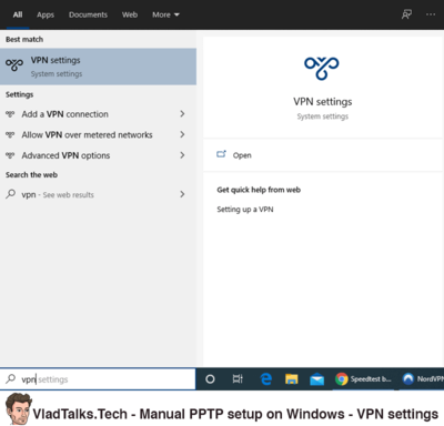 Manual PPTP setup on Windows - VPN settings