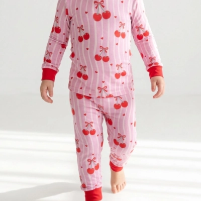 Bamboo Toddler Pajama Set | Sweet Cherry Hearts