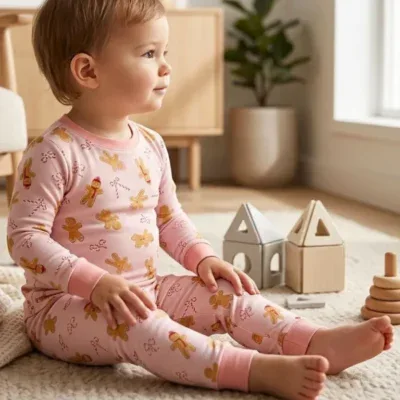 Bamboo Toddler Pajama Set | Gingerbread Pink