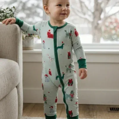 Bamboo Zippy Romper | Holiday Pups
