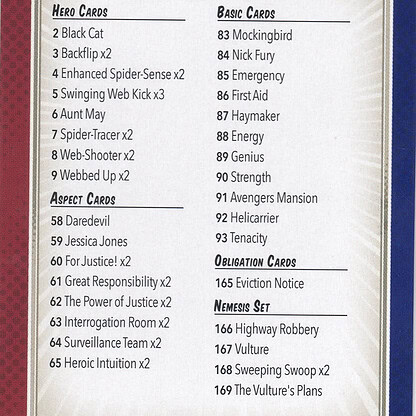 Spider-Man Starter Deck Reference