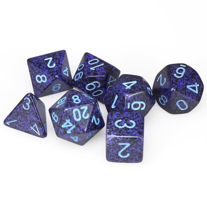 Cobalt Speckled Polyhedral 7 Die Set