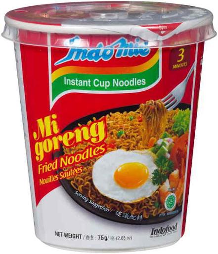 INDOMIE MI GORENG INSTANT NOODLES FRIED CUP 75GM pack size: 12