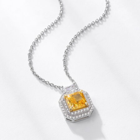AHQONE Bloom Time Series High Carbon Diamond Pendant | Floral Aesthetics & Luxury Texture - Thick silver-plated gold + 18-karat gold pendant with chain