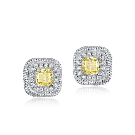 AHQONE Shining High Carbon Diamond Series 5*5mm Fancy Yellow Stud Earrings