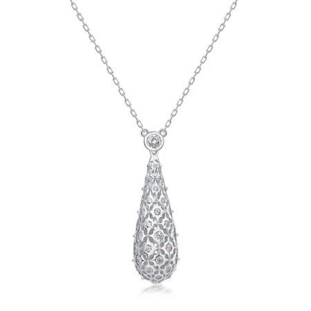 AHQONE Shining White Zircon Vintage Lace Series Teardrop Necklace | Vintage Elegance & Brilliant Shine