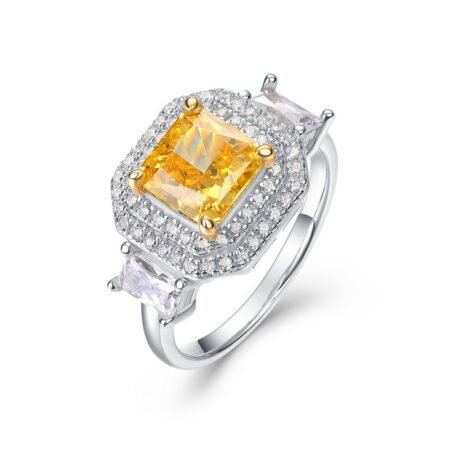 AHQONE Bloom Time Series 7*7mm High Carbon Diamond Ring | Floral Brilliancy & Elegant Choice Subtitle：S925 Sil