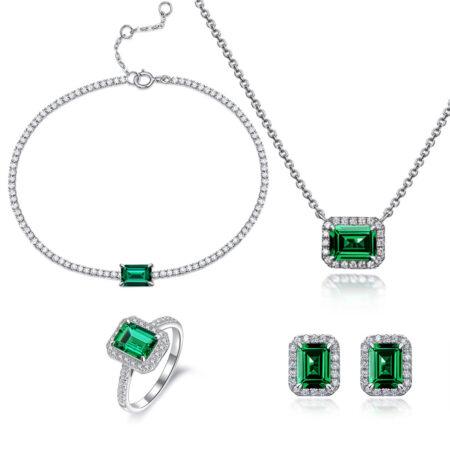 AHQONE French Elegance Lab-Created Emerald Jewelry Collection