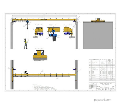 Overhead crane design Bridge crane 2D drawings