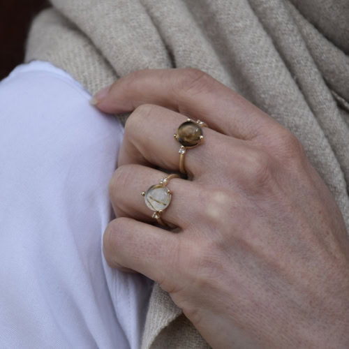 Noën ringen met rookkwarts