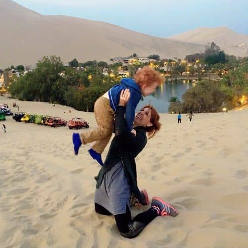 Huacachina Oasis with toddler