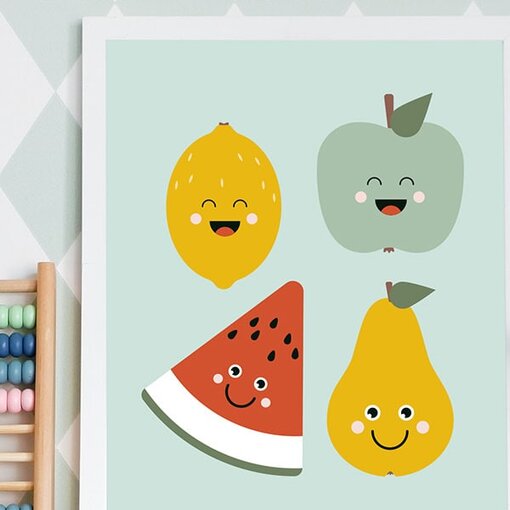 Kinderkamer poster set Lachend fruit