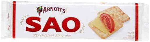 ARNOTTS CRACKERS SAO 250GM Pack Size: 20