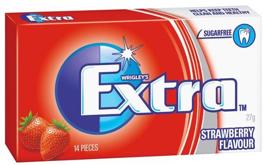 WRIGLEYS EXTRA STRAWBERRY ENVELOPE PACK SINGLE 27GM Pack Size: 24