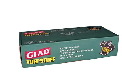 GLAD TUFF STUFF EXTRA GARBAGE BAG LARGE 200S Pack Size: 1
