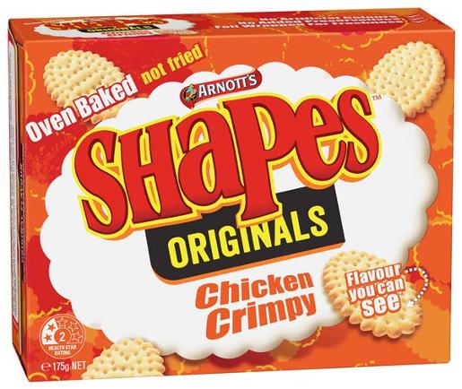 ARNOTTS SHAPES SNACKS CHICKEN CRIMPY 175GM Pack Size: 24