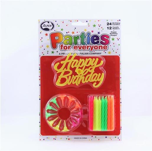 ALPEN HAPPY BIRTHDAY CANDLES WITH PLAQUE 1EA Pack Size: 12