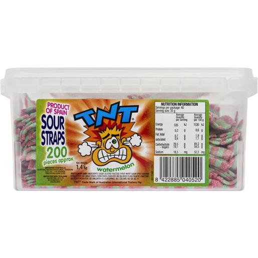 AUST INT TRADER WATERMELON SOUR STRAPS 200S Pack Size: 6