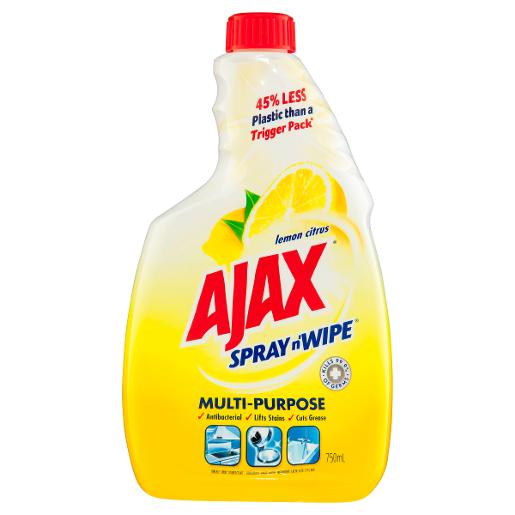 AJAX SPRAY N WIPE LEMON REFILL 750ML Pack Size: 8