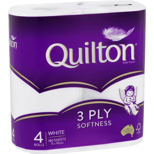 TOILET PAPER QUILTON CLASSIC WHITE 3PLY 4PK Pack Size: 15