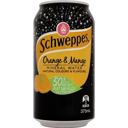 SCHWEPPES ORANGE AND MANGO MINERAL WATER 375ML x 10 Pack Size: 1