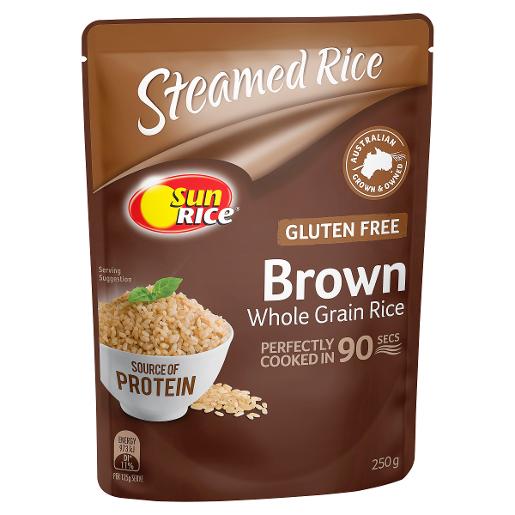 SUNRICE 9 SECOND BROWN MEDIUM GRAIN RICE 250GM Pack Size: 6