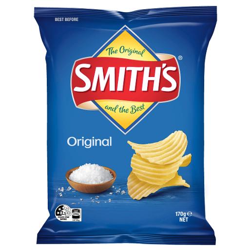 SMITHS ORIGINAL CRINKLE CUT POTATO CHIPS 170GM Pack Size: 12
