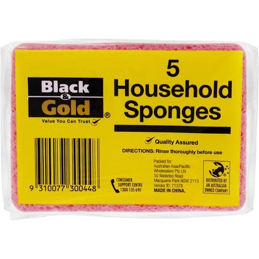 BLACK & GOLD HOUSEHOLD SPONGES 5S Pack Size: 12