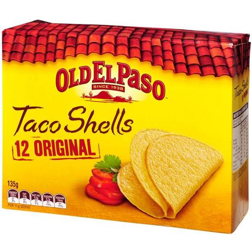 OLD EL PASO REGULAR TACO SHELLS 135G Pack Size: 6