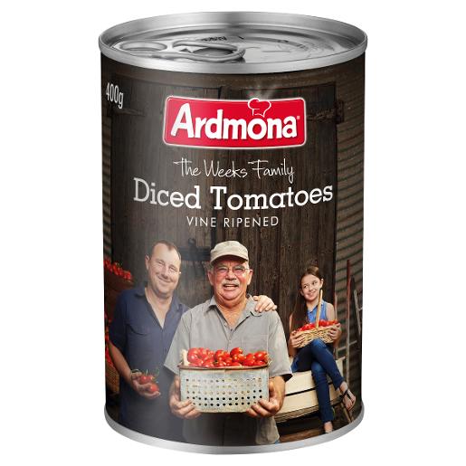 ARDMONA VINE RIPENED DICED TOMATOES 400G Pack Size: 12
