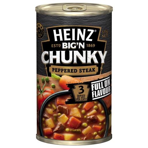 HEINZ CHUNKY PEPPERED STEAK & ONION SOUP 535G Pack Size: 12