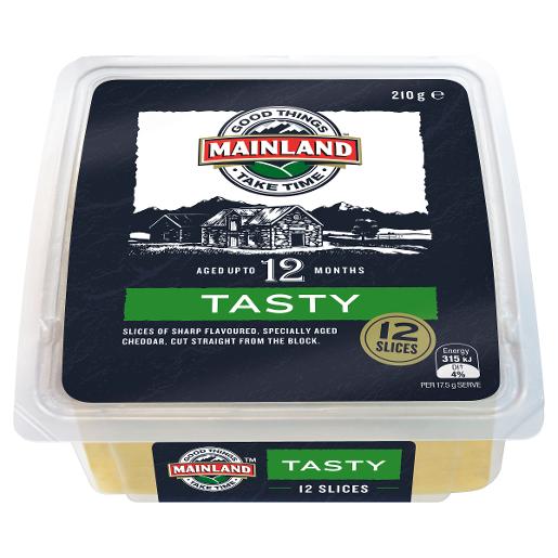 MAINLAND TASTY NATURAL CHEESE SLICES 210GM Pack Size: 6