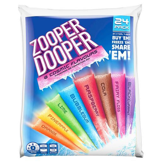 ZOOPER DOOPER WATER ICE MIXED 24 PACK 70ML Pack Size: 6