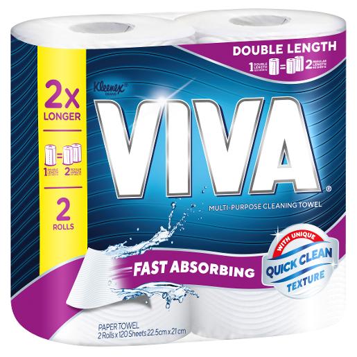 VIVA PAPER TOWEL WHITE DOUBLE LENGTH 12 SHEETS 2PK Pack Size: 4
