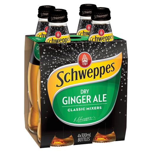 SCHWEPPES DRY GINGER ALE 4 PACK X6 X300ML