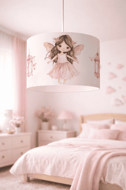 Hanglamp kinderkamer - fairy garden - hanglamp elfjes - roze tinten - verlichting kinderkamer