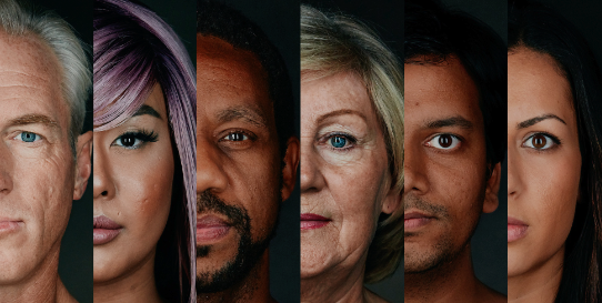 Image of faces of multiple people from the Airbnb we accept campaign